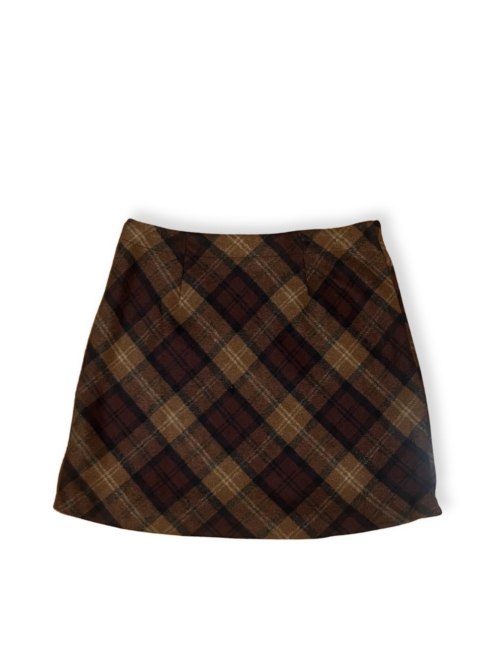 LC Lauren Conrad Plaid Mini Skirt in Brown and Burgundy